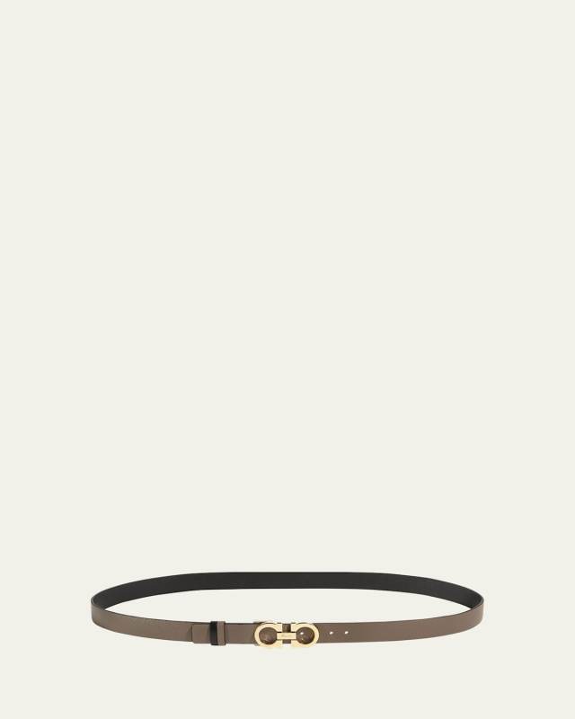 Gancini-Buckle Reversible Leather Belt
